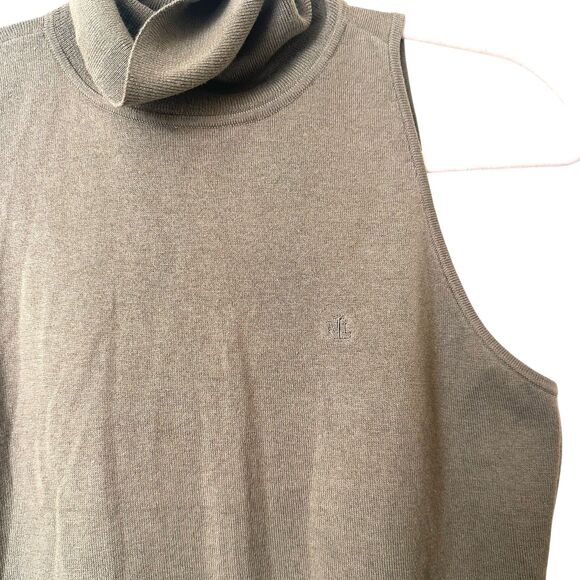 LAUREN RALPH LAUREN Turtleneck Sleeveless Light Sweater Green Small - Picture 4 of 5